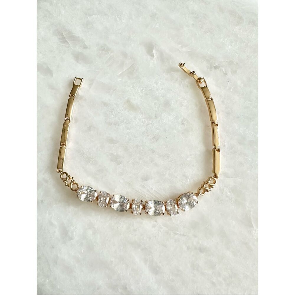 Gold color cubic zirconia bracelet